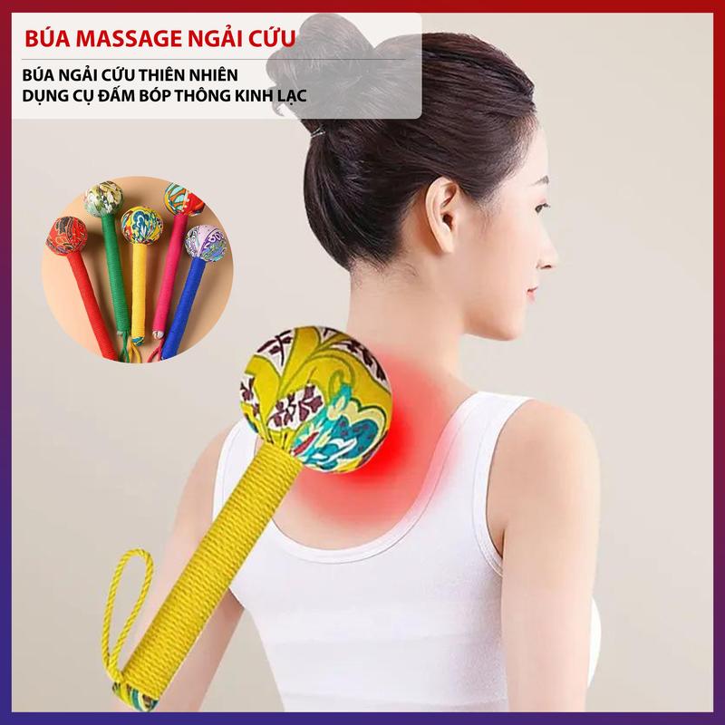 Búa Massage Ngải Cứu Thiên Nhiên - Dụng Cụ Đấm Bóp Thông Kinh Đa Năng Cho Lưng Vai Cổ Giảm Căng Cơ Hiệu Quả - Thiết Kế Thông Kinh Tăng Cường Lưu Thông Máu