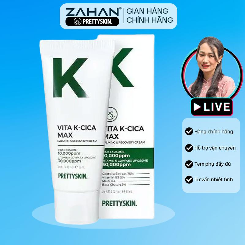 Kem dưỡng phục hồi Vita K-Cica Max Calming & Recovery Cream Prettyskin 60ml Chăm Sóc Da Nữ Women Skincare Làm Đẹp Da