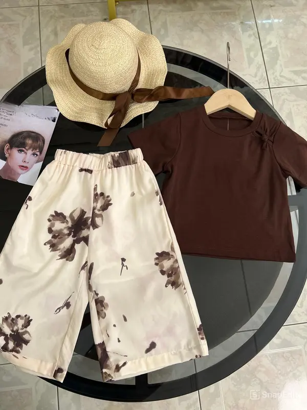 [KIDSFASHIONKOLEKSI] Setelan Cheonsam Hazel Brown  Anak Perempuan Motif Ash Flower 0