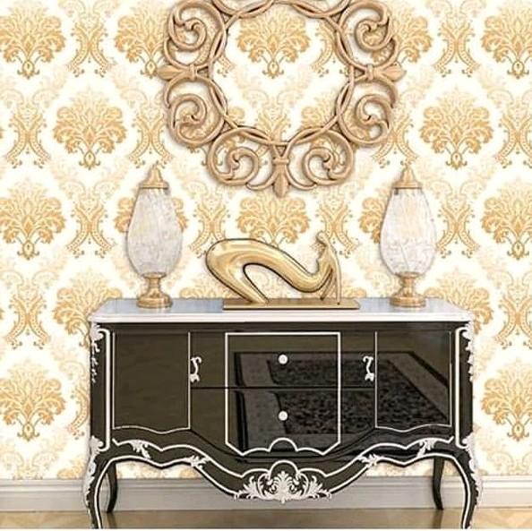 BATIK GOLD Wallpaper Dinding Dekorasi Rumah panjang 10 meter lebar 45 cm 0