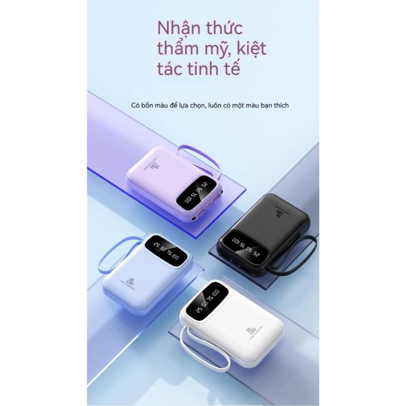 F5 Pin Sạc Dự Phòng 10000mAh 20000mAh 22.5W Tích Hợp 4 Dây Sạc Nhanh Kèm Đèn LED