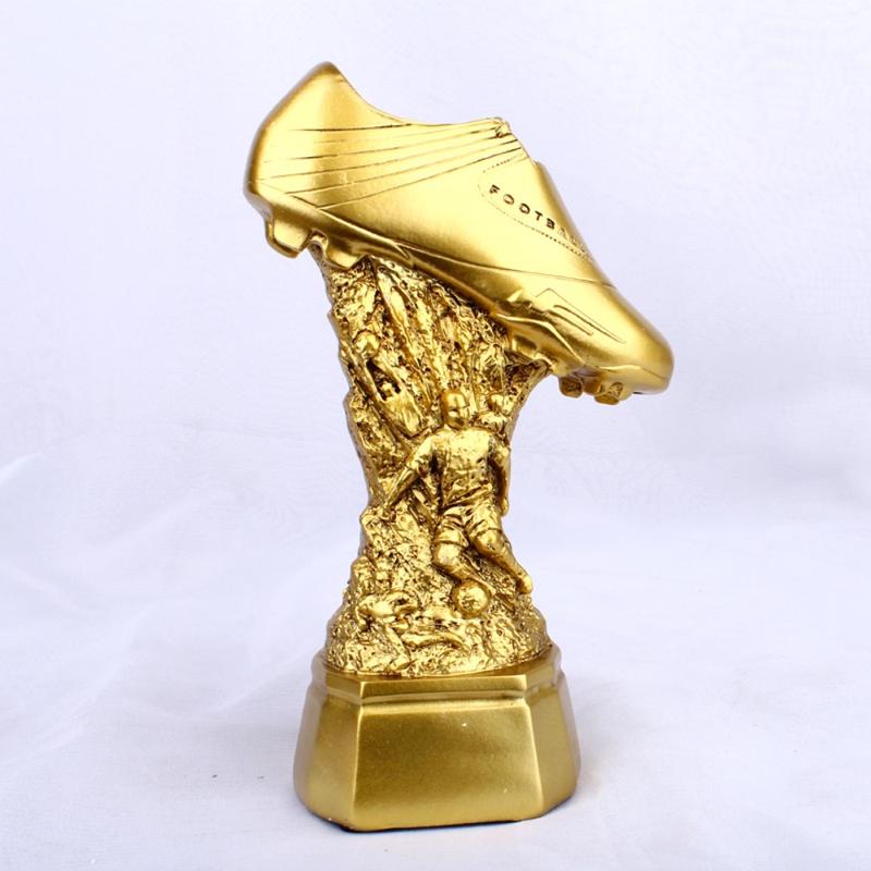 Product Introduction of European Football Golden Sneakers Trophy New Resin Crafts Competition Honor Reward Soccer Fans Souvenir Home Decor Excellent Player Award Football Shoe Award for Team Sport Competition 10