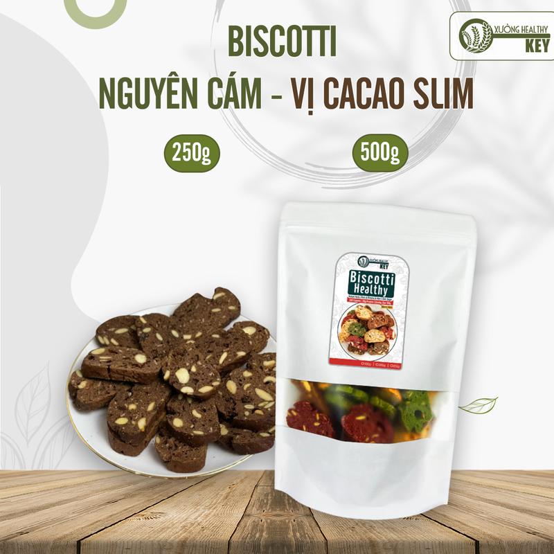 Bánh Biscotti nguyên cám vị cacao Healthy Key - 250g & 500g Bánh Quy ăn vặt Snack Food