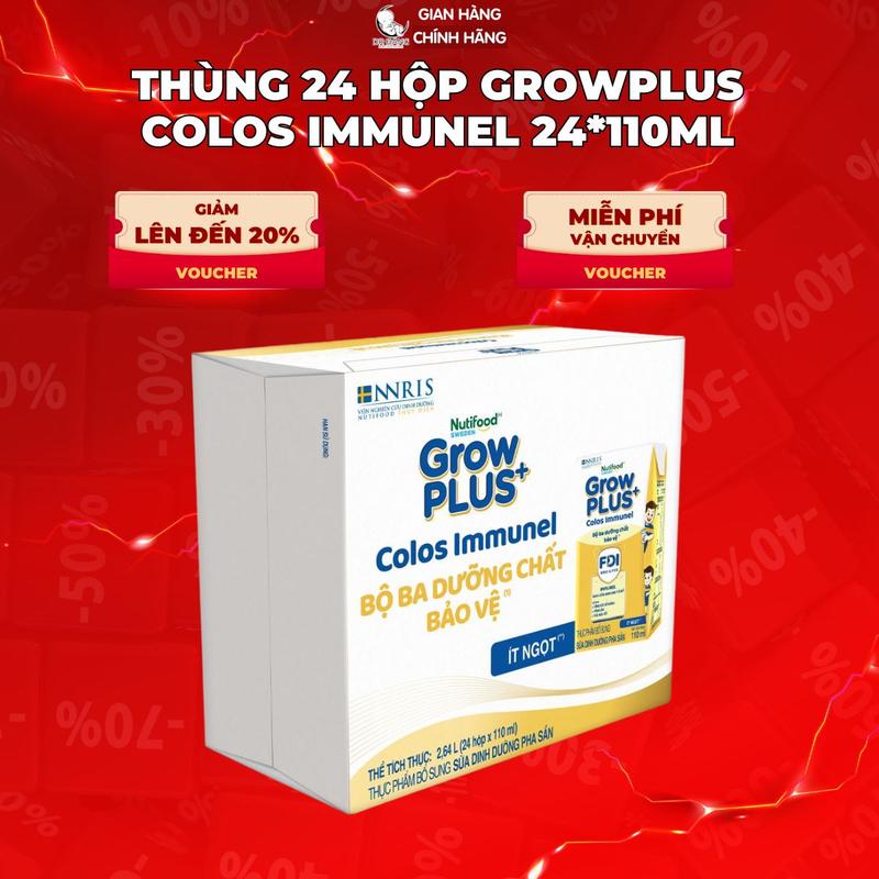 Live Daily Thùng 24 Hộp Grow Plus Colos Immunel Sữa Nước Công Thức Tăng Sức Đề Kháng 110ml