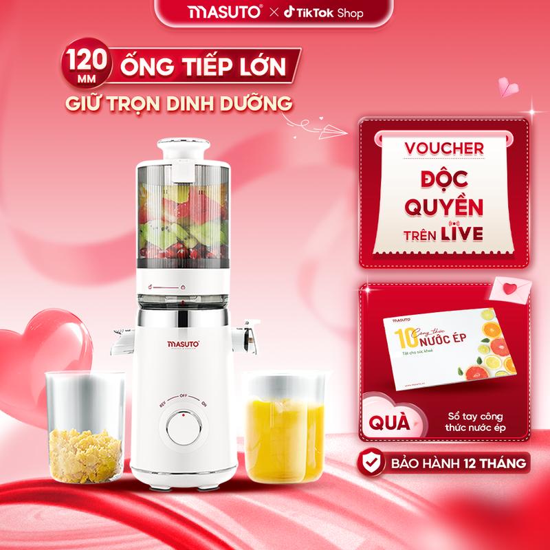 [HOTDEAL] Máy ép chậm Masuto MSFresh - Ống tiếp nguyên liệu cực đại ép nguyên quả kiệt bã, tích hợp làm kem mịn, dung tích 0,6l, bảo hành 12 tháng toàn quốc - ép nhanh ép khỏe hơn