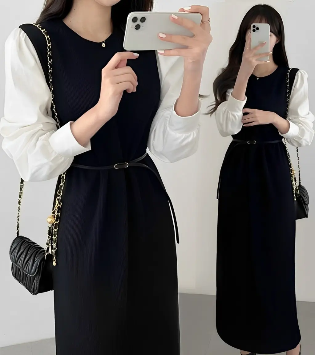 RO Dress Rajut Windy Ld 90 - 100 cm P 110 cm B 300 gr Cotton Polyester Combine Chiffon #4529
