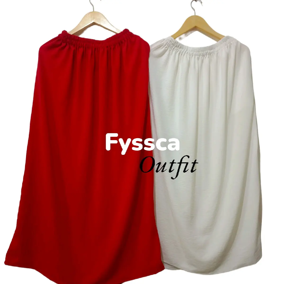 luna skirt / rok merah putih Wanita Polos Crinkle Airflow
