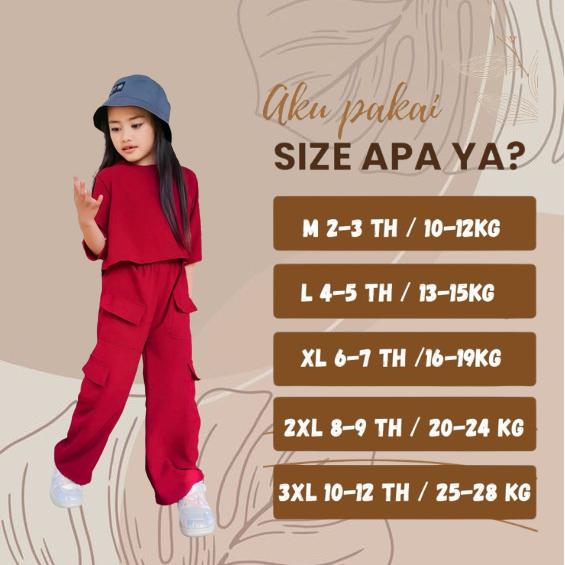 Product Introduction of ONE SET SETELAN BAJU CELANA CARGO CROP GEMPI ANAK 2-12 Tahun model terbaru 2023 Polos 2