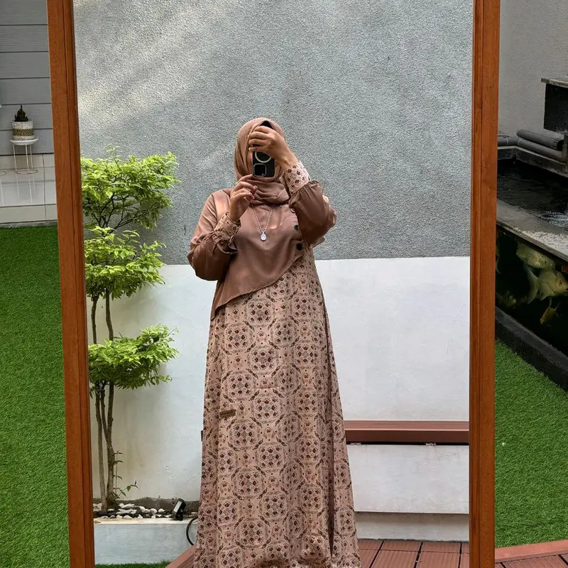 GAMIS DRESS MUSLIM RAYON TWILL MOTIF RAYON BY NADHEEFA STORE 2