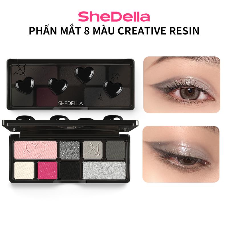  【SheDella - Bảng phấn mắt 8 ô - Cam kết hàng chính hãng 100% Tông hồng ánh ngọc trai lâu trôi kết cấu mịn dễ tán. Trọng lượng 11g hạn sử dụng 3 năm. 