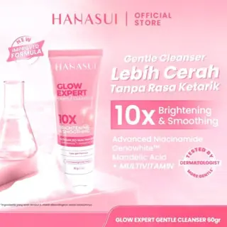 Sabun Cuci Muka Foam Hanasui Glow Expert Gentle Cleanser New Improved Formula - 60ml - Wajah, Facial Wash Wajah Pencuci Mencerahkan Perawatan Berminyak Acid Berjerawat Cleansing Kotoran Membersihkan 2