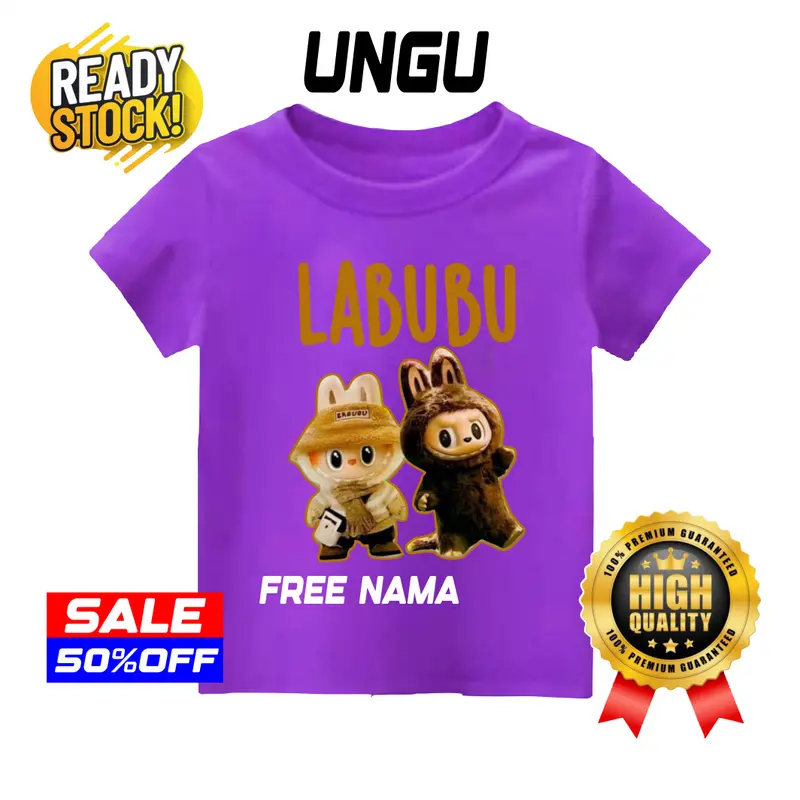 BAJU ATSAN ANAK FREE NAMA CASTEM LABUBU 1-6TH CATTON COMBAD KAOS ANAK CEWE COWO Katun Combed Distro Perempuan Cowok Katun Combed Laki-Laki Cotton 5