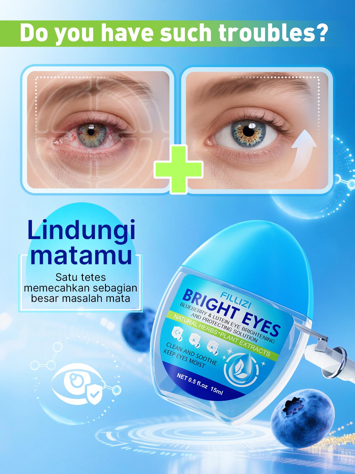 Mata Cerah & Solusi Pelindung - Bright Eyes Blueberry & Lutein Eye Brightening & Protecting Solution Natural Herbs Plant Extracts 15ml