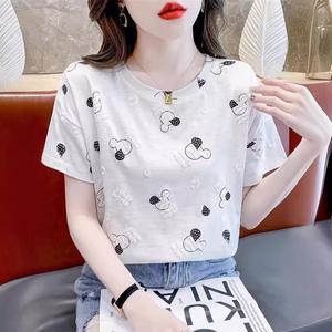 Bliss Wear Blouse Women's Summer Loose Printed Striped Round Neck Drop Shoulder T-shirt #830