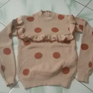 SWEATER RAJUT RUFFLE MOTIF POLKADOT 1-6 TAHUN LENGAN PANJANG KOREAN STYLE