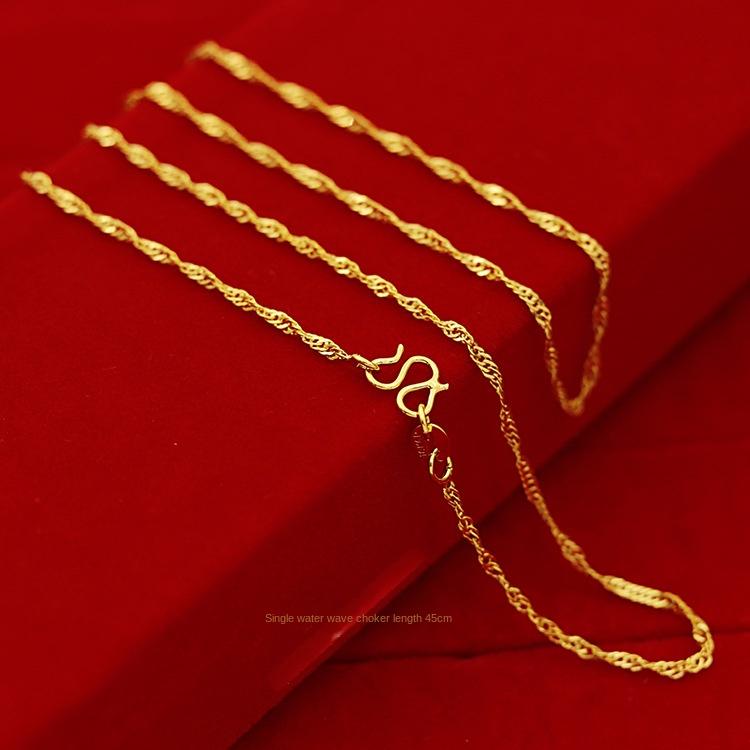 Product Introduction of SS24 Simple  Versatile Ladies Necklace Water Wave Chain Snake Bone Chain Thin Box Chain 34