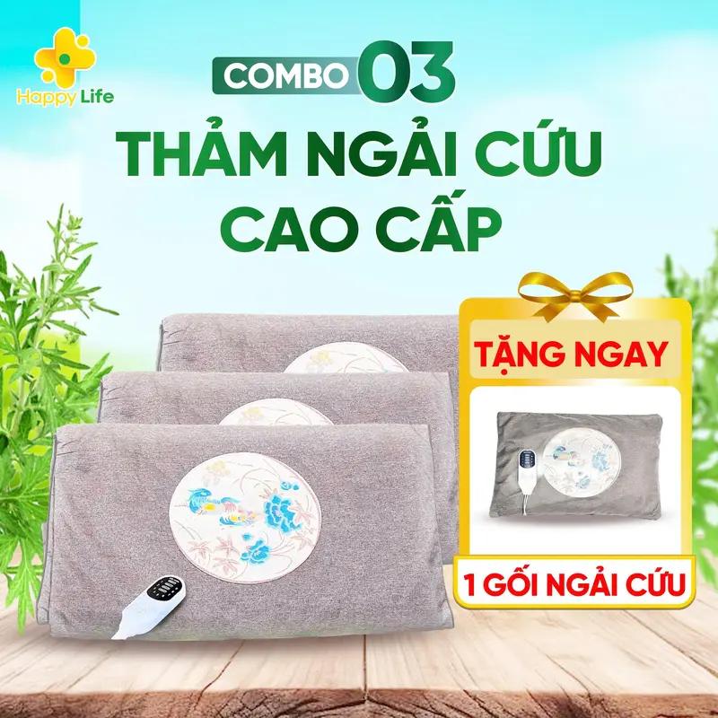 [Mua 3 Tặng 1] Thảm Ngải Cứu Cao Cấp Chính Hãng Hoàng Thịnh An, Combo Mua 3 Thảm Tặng 1 Gối - Hỗ Trợ Đau Vai Gáy Tê Bì Tay Chân