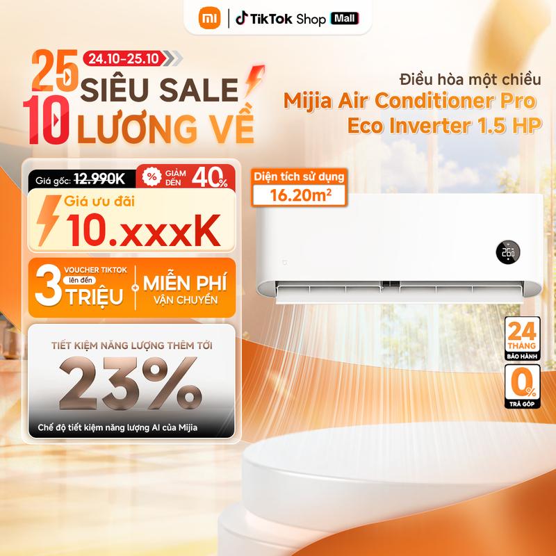 Máy điều hòa thông minh 1 chiều Mijia Air Conditioner Pro Eco 5-Star 1.5HP-VN | Làm mát nhanh | Điều khiển qua app