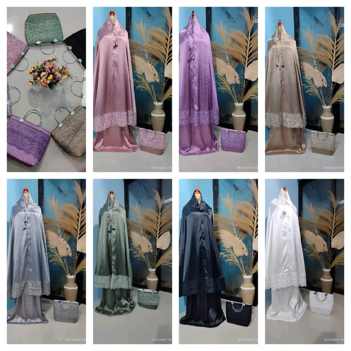 Mukena Premium Motif dan Polos Bahan Satin,Rayon Twill , katun dan Jersey Muslim Dewasa Mukenah Panjang Wanita Bali