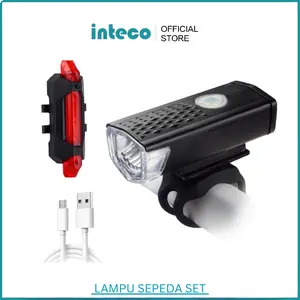 Lampu Sepeda LED Rechargeable 4 Mode Anti Air Aksesoris Sepeda Lampu Keamanan Lampu Set Depan Belakang