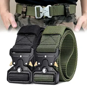 Miluota Ikat Pinggang Pria Canvas Military Tactical 125cm 115cm Fast Unlocking Buckle Sabuk Tali Gesper Belt Hijau Hitam Kanvas