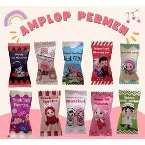 Terlaris di TikTok Ampou Lebaran Bentuk Permen Sudah Ada Perekatnya Siap Pakai dengan Desain Lucu dan Motif Idul Fitri 1 pack isi 10pcs