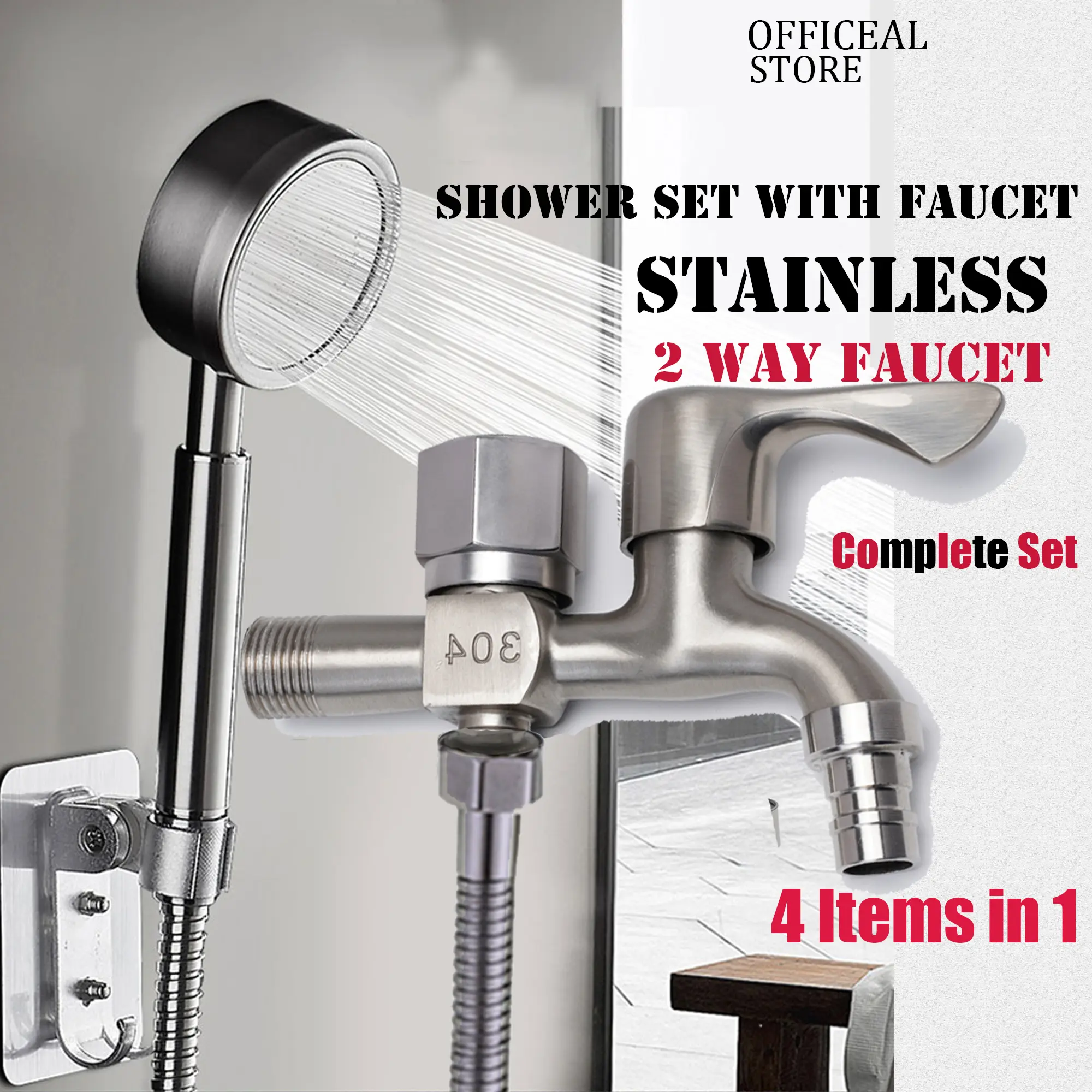 WAPOL Shower Stainless Set With Faucet  Shower Faucet For Bathroom Holder Hose Shower Set