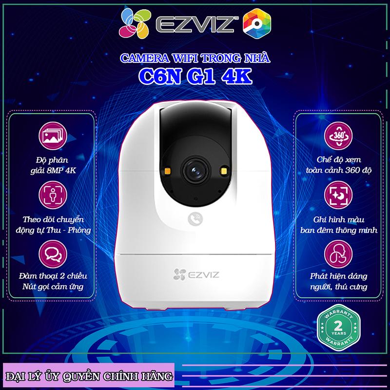  Ezviz Camera Wifi C6N G1 8MP 4K Siêu Nét Đàm Thoại 2 Chiều Xoay 360 Độ Hỗ Trợ DWDR & Smart H.265 Bảo Hành 24 Tháng 