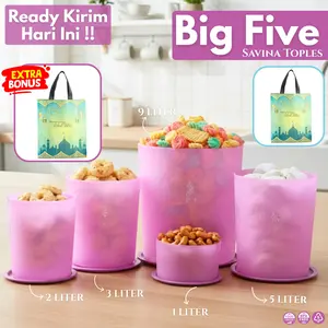 CPM Big Five Toples GENTONG Savina 9L 5L 3L 2L 1L BPA Free Food Grade Kedap Udara Bonus Tas Lebaran Gratis Persediaan Terbatas