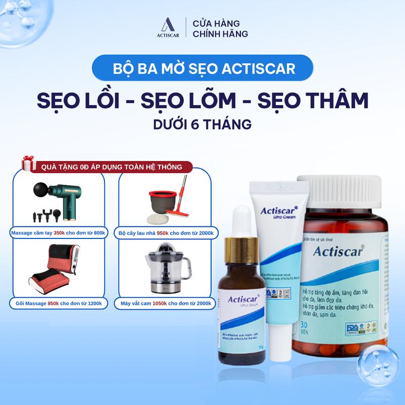 ACTISCAR Bộ 3 Combo sẹo bản cải tiến + Viên uống - Hỗ trợ mờ sẹo cung cấp dưỡng chất và làm đẹp da