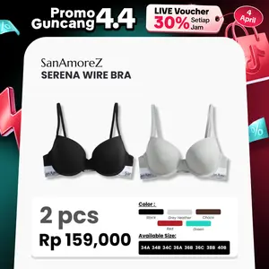 SanAmoreZ (2 Pcs) | Wire Bra / Bra Kawat - Cotton / Polyamide | Size 34A - 36C | Soft Foam & Sporty Look | Serena Wire Bra