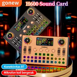 Gonew H600 Professional Live SoundCard Live Mixer Wtih LCD Layar Display