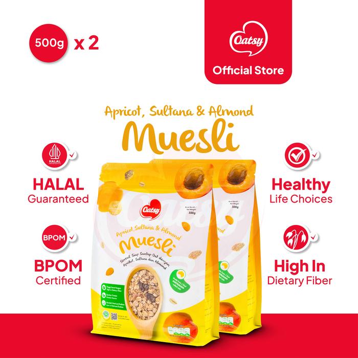 Gambar Oatsy Muesli Apricot Sultana dan Almond 500g - (Double Pack) dari Oatsy Oatmeal & Muesli Kota Administrasi Jakarta Barat Tokopedia