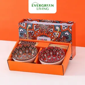 [COD] EVERGREEN Hampers Mangkok Set 2 Pcs Japanese Gift Set Souvenir Dining Set Keramik Parsel Lebaran Kado Pernikahan Hadiah Imlek Hampers Ulang Tahun Murah Parsel Ramadan Set Mangkuk
