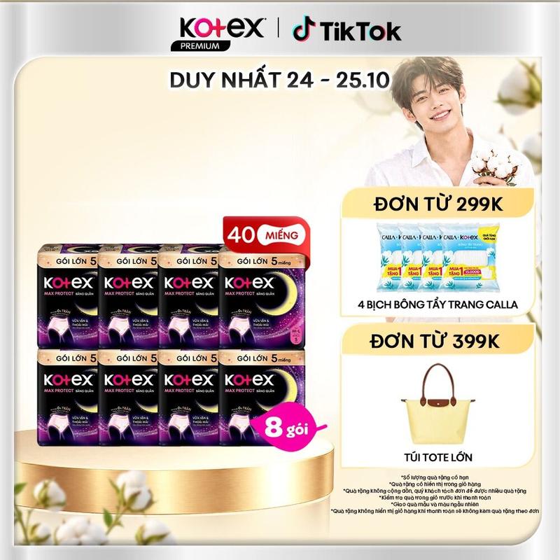 40 miếng băng vệ sinh quần Kotex cỡ M/L 5 miếng/gói, chống tràn, thấm hút tốt, thoáng khí, không lộ viền, siêu mỏng, phù hợp sử dụng ngày và đêm, dành cho phụ nữ mang thai và sau sinh, miễn phí vận chuyển, bvs , tampon