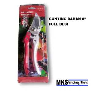 Gunting Dahan 8" Full Besi | Gunting Dahan Model Bengkok YAP Merah Putih