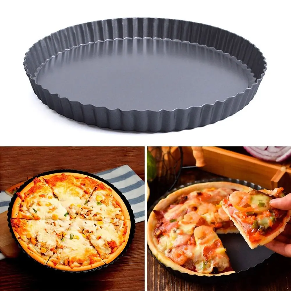 New Non-Stick Cake Baking Pan Tart Quiche Tool Loose Bottom Fluted Tart Pan Mold Bakeware Template Dishes Round Removable Flan Pan Molds