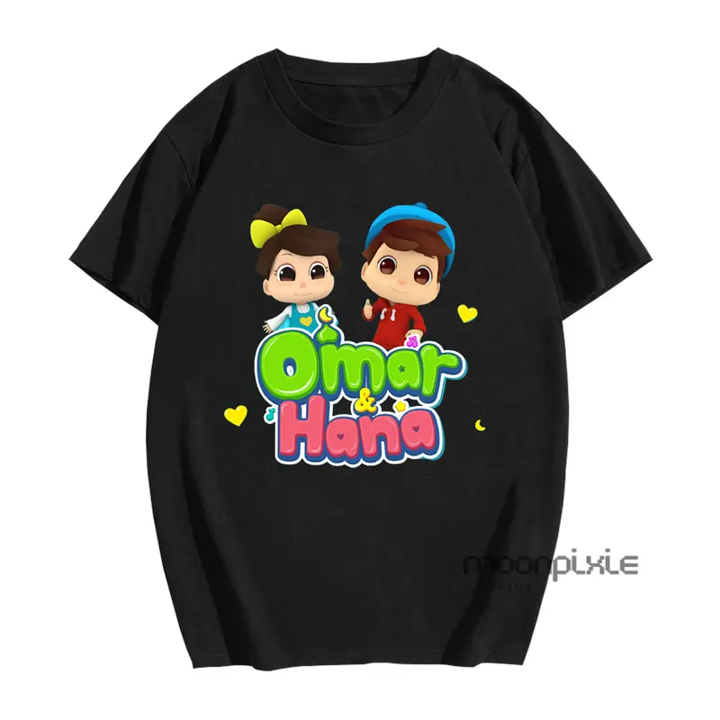 Baju Kaos Anak Motif Omar dan Hana Anak Laki-Laki/Perempuan Usia 1-12 Tahun Bahan Cotton Combed 30s 5