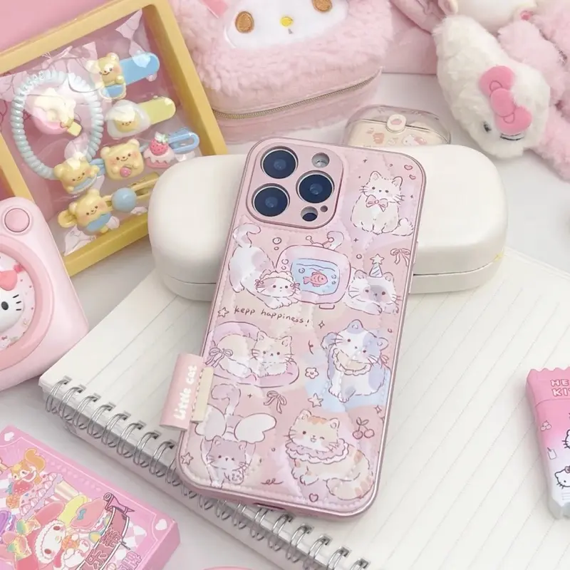 JELLOCASE Playful Kitten Pink Protective Case Full Premium Case for 11-16 Pro Max 3