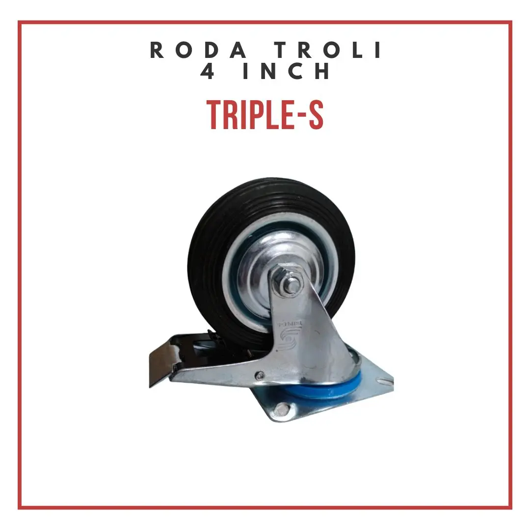 (Roda Hidup) Triple-S Roda Troli 4 inch Roda 4 inch karet Roda Etalase 4 inch Roda Troli