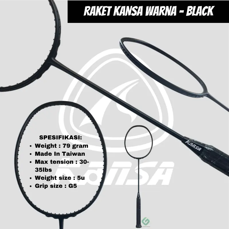 RAKET BADMINTON KANSA WARNA 5U 24-35 LBS FULL CARBON ORIGINAL