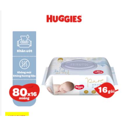 Combo 4 / 8 gói / 16 GÓI KHĂN ƯỚT HUGGIES KHÔNG MÙI 80 TỜ giá siêU TỐT