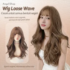 Full Wig Rambut panjang bergelombang lembut super realistis, gaya baru 2026, wig rambut palsu wanita rsw daily lolita Unisex Pink Synthetic Full Machine Wigs