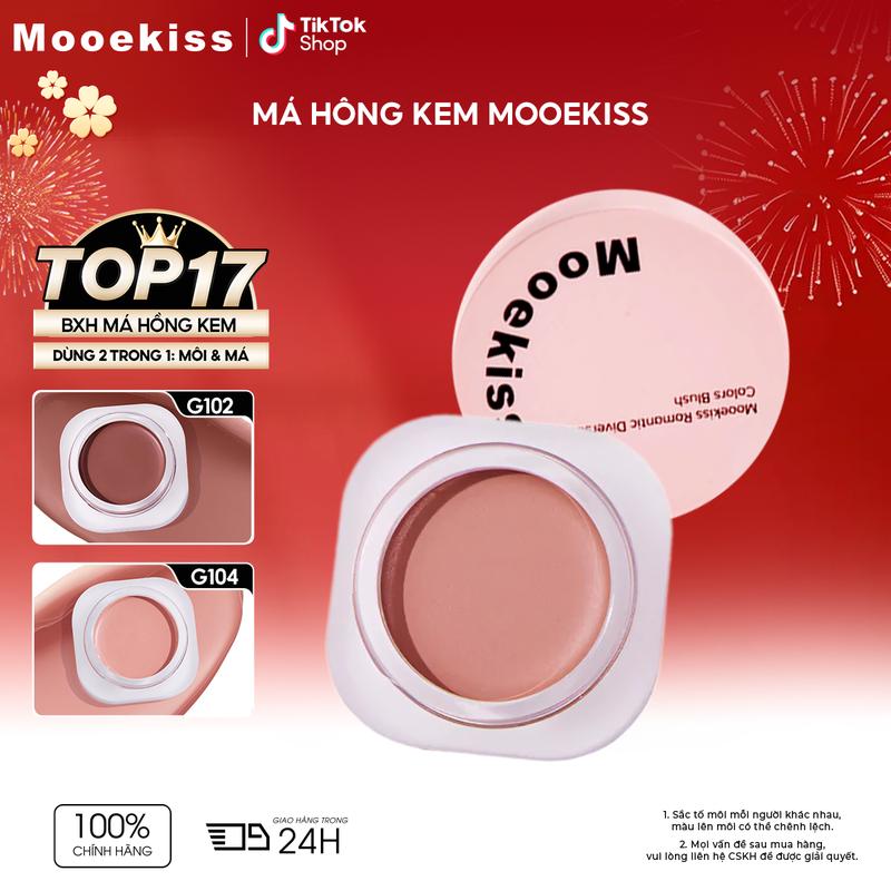  Phấn má dạng kem đơn sắc Mooekiss lên màu hồng hào tự nhiên chất kem mịn dễ tán tôn da sáng không vón cục  5g 