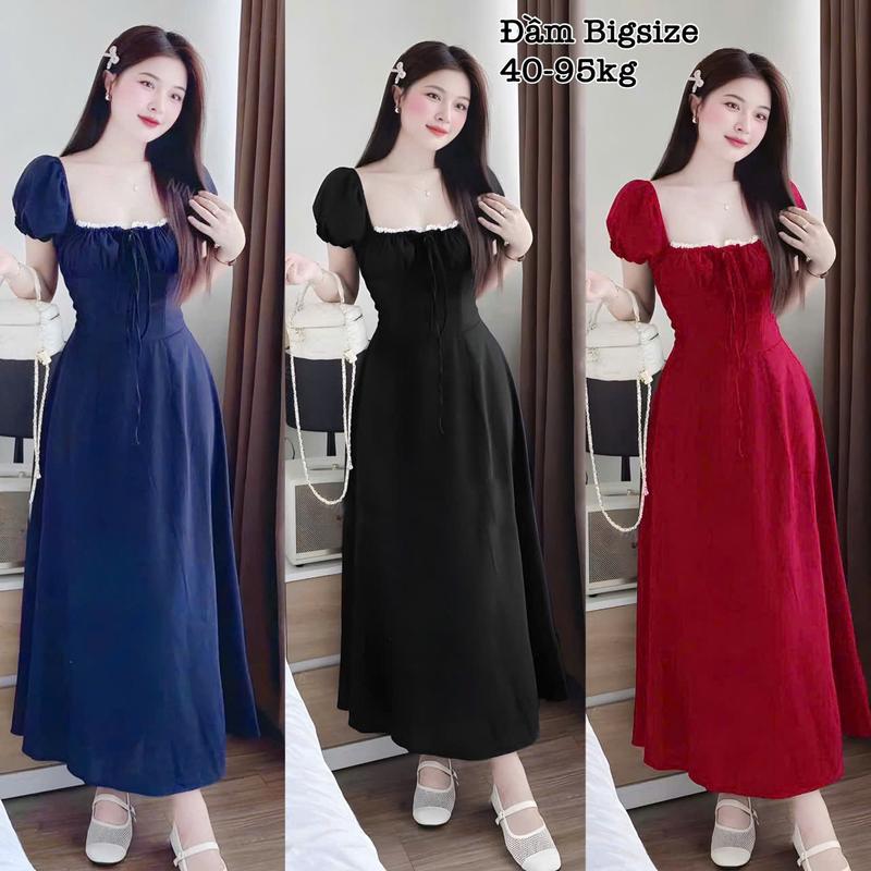 Thời Trang Bigsize Én Nhỏ - Đầm Váy Nữ Buộc Nơ Phối Ren Thiết Kế Cổ Vuông Nhún Ngực Bèo Tiểu Thư Lụa Chéo Hàn Xinh Đẹp Thời Trang Bigsize Đẹp Sang Chảnh Giá Rẻ Freesize 40-95kg Ennhocobigsize Nữ Dress Váy Đen Bigsize Đầm Xinh Đi Tiệc Trắng Đỏ - 2486
