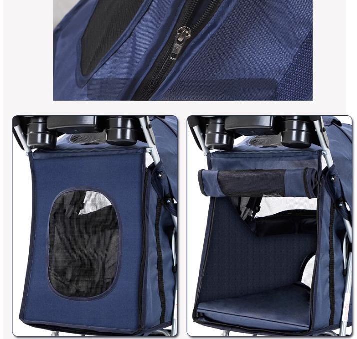 Product Introduction of Classic 3-Wheel pet Prams foldable washable light weight cheap multiple colours big compartment one step folding easy to move 37