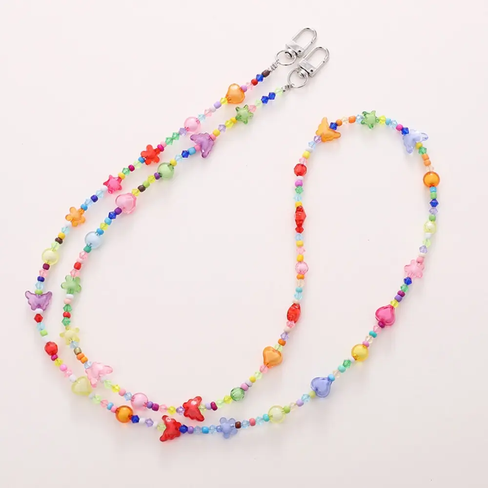 Dây Đeo Điện Thoại Di Động Dây Chuyền Xích Túi, Màu Pastel, Dây Xích Đeo Chéo Đính Cườm, Thiết Kế Hình Bướm Và Hoa, Dây Đeo Điện Thoại Di Động, Thông Dụng, Phụ Kiện Ốp Điện Thoại Dễ Thương