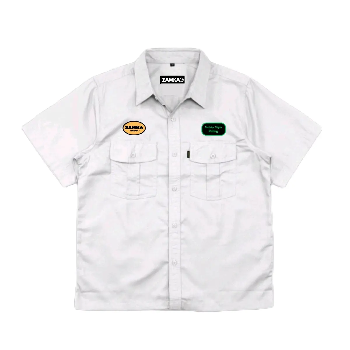 Kemeja Jefri Nicol - Kemeja Outdoor - Kemeja Kerja - Kemeja PDL PDH - Workshirt Lengan Pendek Putih Bordir