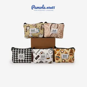 Pamolestuff Pouch Dompet Travelling Bahan Kanvas Penutup Resleting - Olivra Series