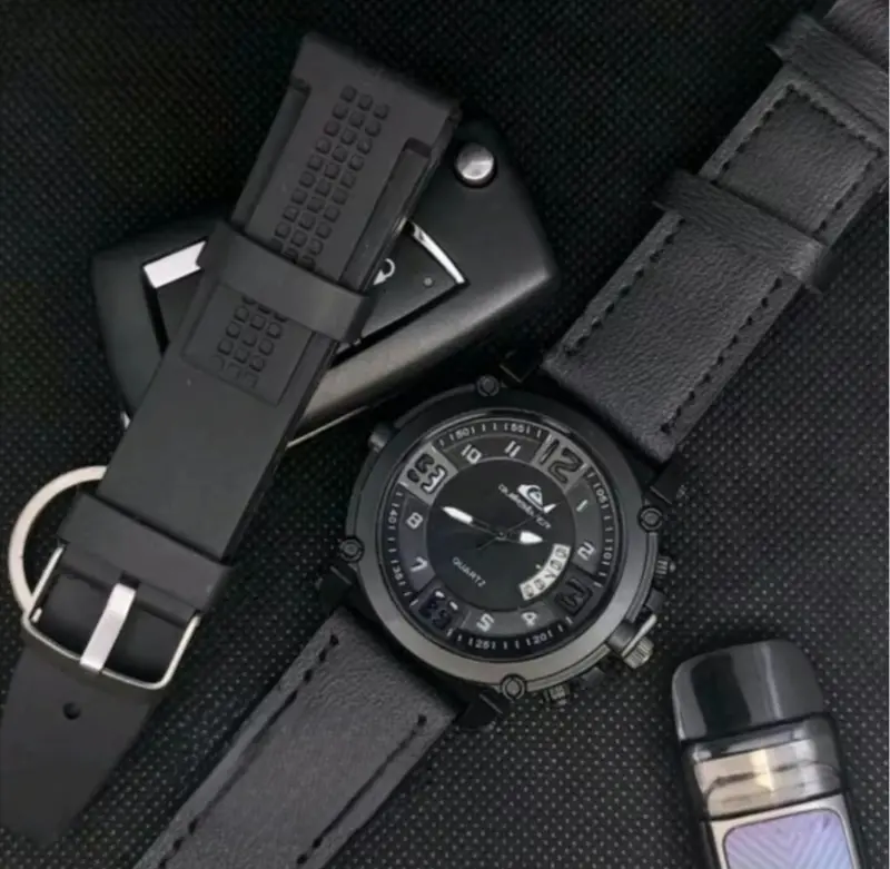 Jam Tangan Pria Tali Kulit Tanggal & Hari Aktif Water Resist Free Tali Rubber Batrai Cadangan Dan BOX ( BISA COD ) 4